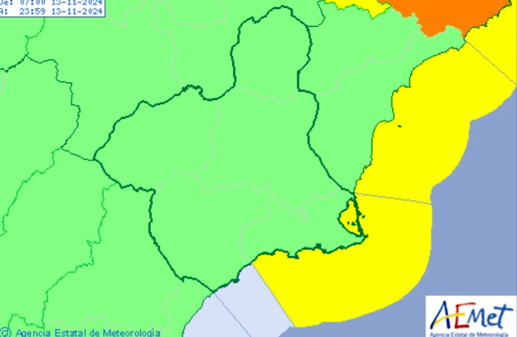 Avisos amarillos por fenmenos costeros y descenso de las temperaturas para el primer da de diciembre